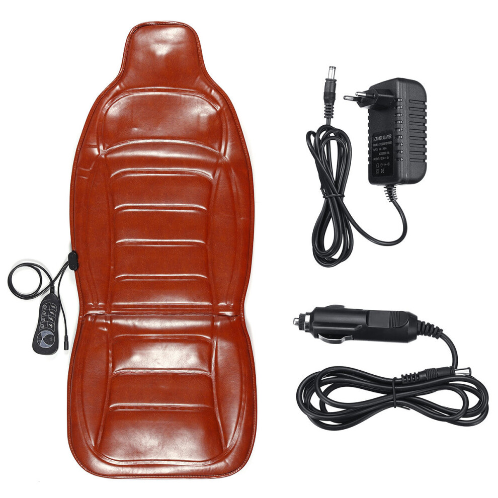 (EU Plug) DC 12V Car Household Heated Full Body Massage Seat Cushion Back Lumbar Pain Relief Vibration Massager AC 110V-240V