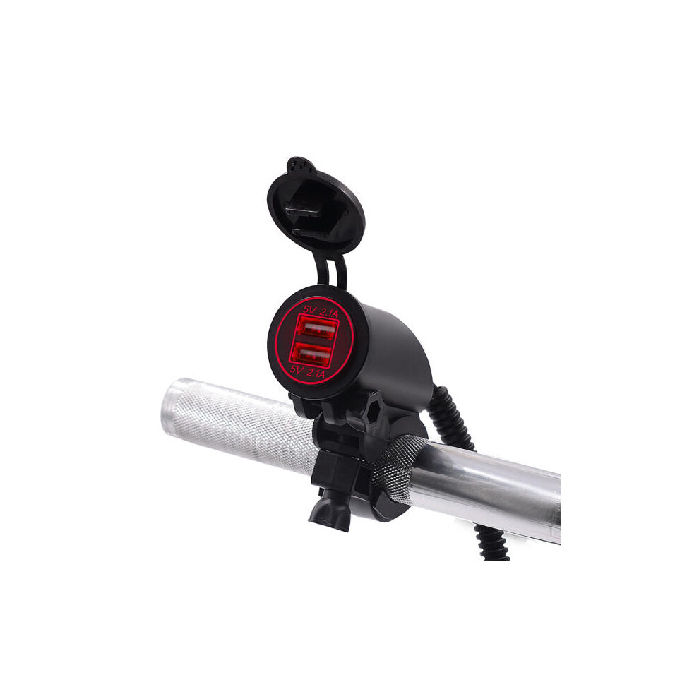 (Red) 28Mm 5V 4.2A Led Dual Usb Charger 12-24V Socket Power Supply Waterproof Motorcycle Bike Car Boat 6093316937966