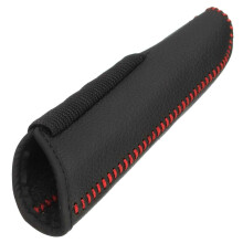 (Black + Red) Genuine Leather Car Handbrake Cover Hand Brake Protective Sleeve Anti-slip for Honda Civic/ Accord