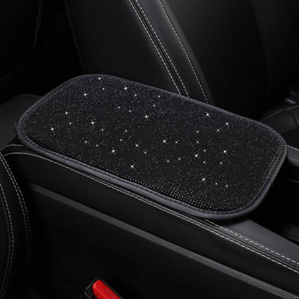 (Armrest Pad) Universal Steering Wheel Cover Sparkle Luxury Bling Bling Rhinestone Diamond Car Accessories Decor 1138392340547