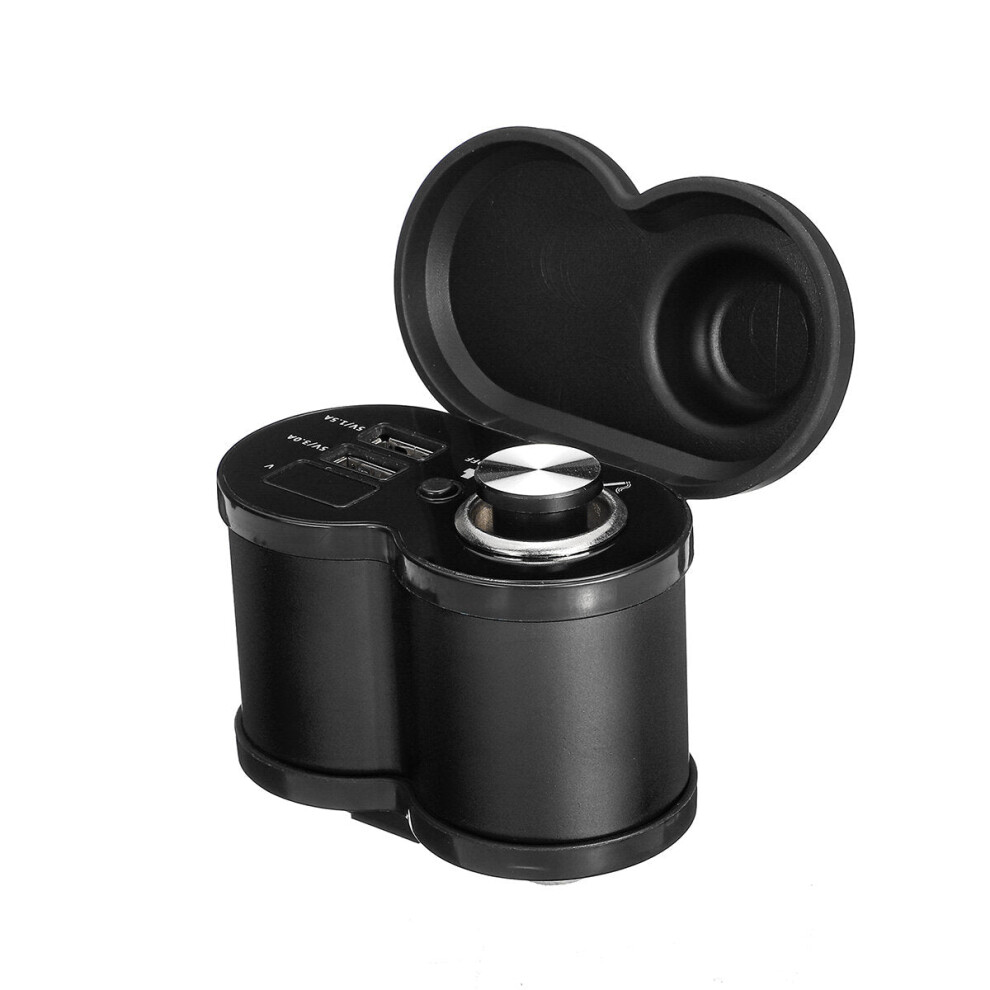 (Black) 12V-24V 4.5A Dual USB Fast Charger Power Socket Motorcycle Aluminium Waterproof