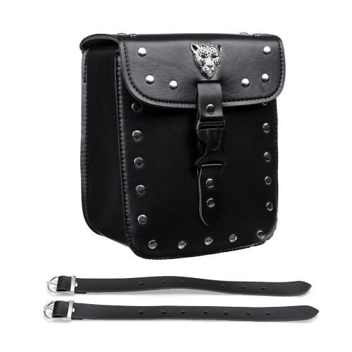 Universal Motorcycle Front Rear Fork Tool Pouch Side Bag Saddlebag PU Leather