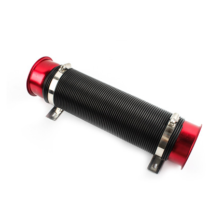 (Red) 76mm 1M Car Air Intake Cold Pipe Flexible Duct Feed Hose Induction Kit Filter UK