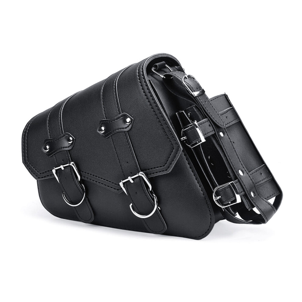 (Light) Universal Motorcycle Saddlebags Saddle Bag Black Leather