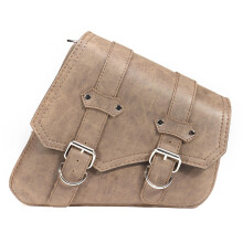(Left) Vintage Brown PU Leather Left /Right Side Pannier Saddlebags W/ Bottle Holder