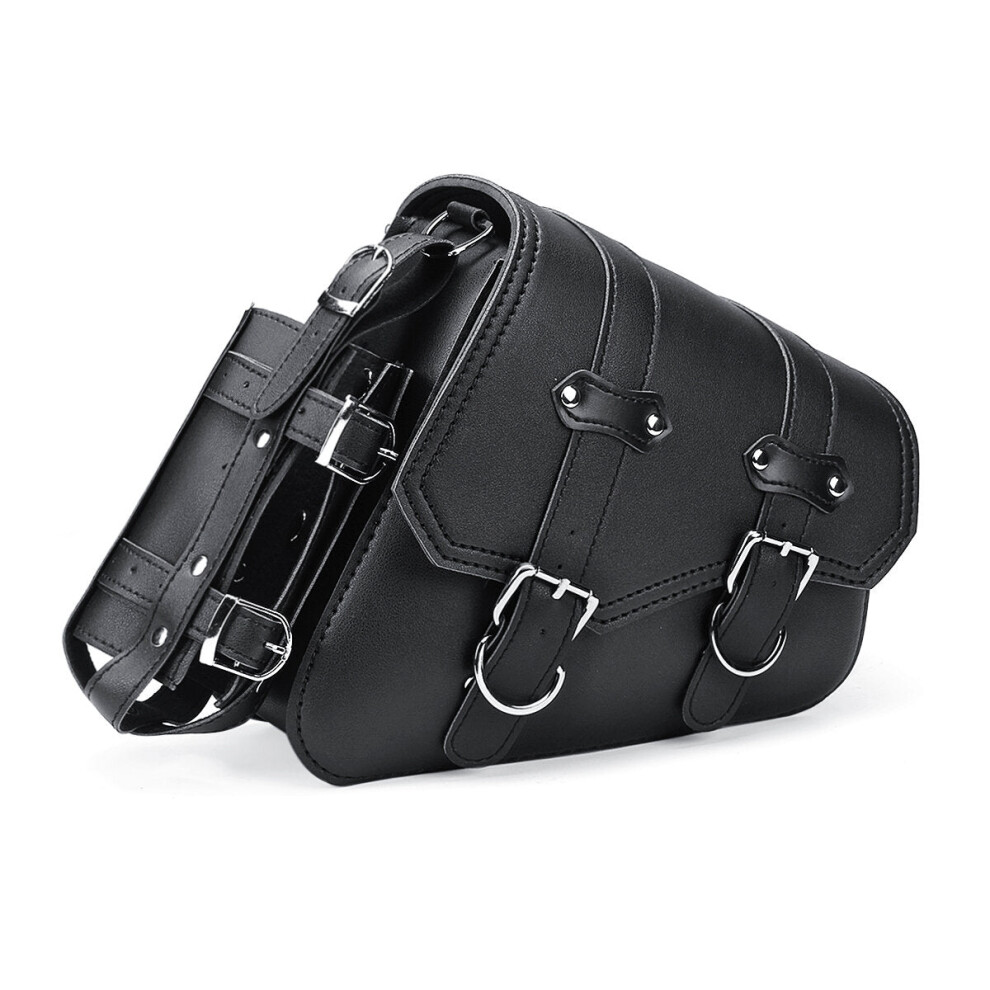 (Right) Universal Motorcycle Saddlebags Saddle Bag Black Leather