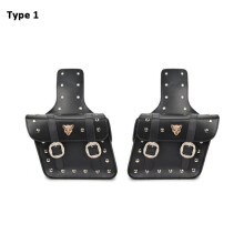 (Rivets) Pair Motorcycle Saddle Bags Cool PU Leather Waterproof Back Fashion Black