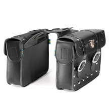 (Black) Pair PU Leather Motorcycle Side Tool Bag Luggage Saddlebags Universal