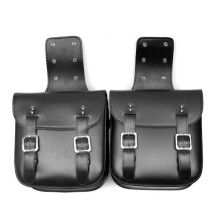(Black) Motorcycle Saddlebags PU Leather Large Capacity Motor Bike Side Moto Tank Bag Luggage