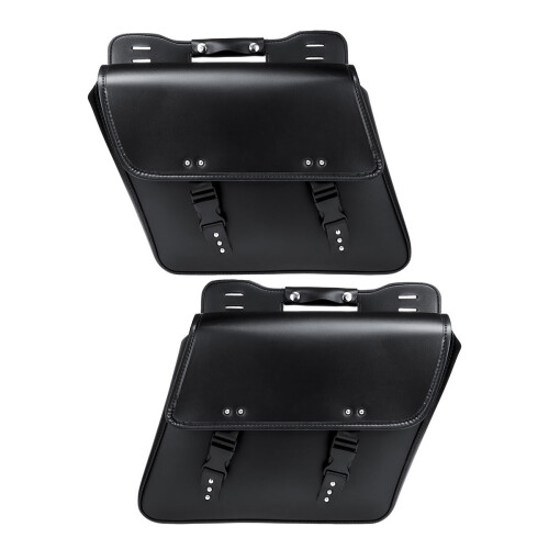(Left) Motorcycle Saddlebags Tool Luggage Saddle Bag Black PU Leather Universal 1