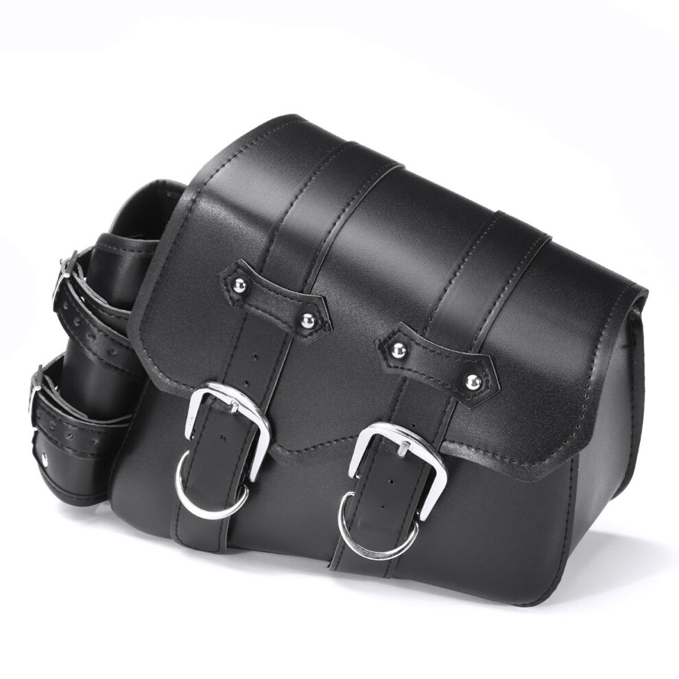 (Right) Left/Right Side Universal Motorcycle Saddlebags PU Leather Waterproof Black