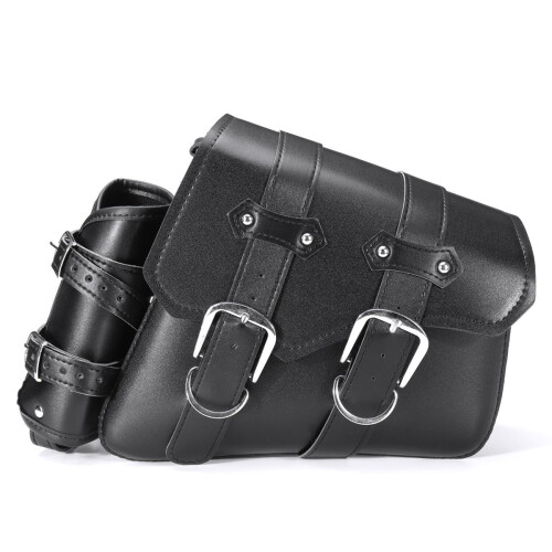 (Right) Left/Right Side Universal Motorcycle Saddlebags PU Leather Waterproof Black 1