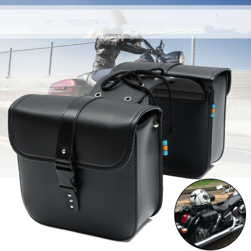 A Pair Motorcycle Saddle Bag Bike Side Storage Fork Tool Pouch
