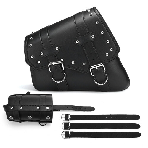(Left) Left/Right Side Universal Motorcycle Saddlebag Storage Tool Bag W/ Bottle Holder