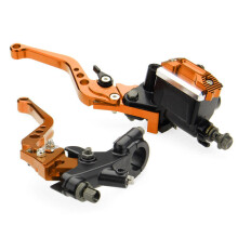 (Orange) Pair 7/8 Motorcycle Brake Master Cylinder Clutch Reservoir Levers Universal