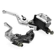 (Silver) Pair 7/8 Motorcycle Brake Master Cylinder Clutch Reservoir Levers Universal