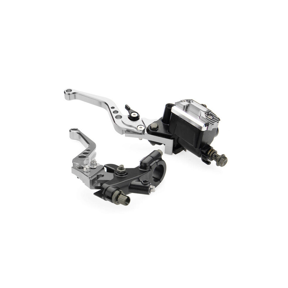 (Silver) Pair 7/8 Motorcycle Brake Master Cylinder Clutch Reservoir Levers Universal Silver 8727971661499