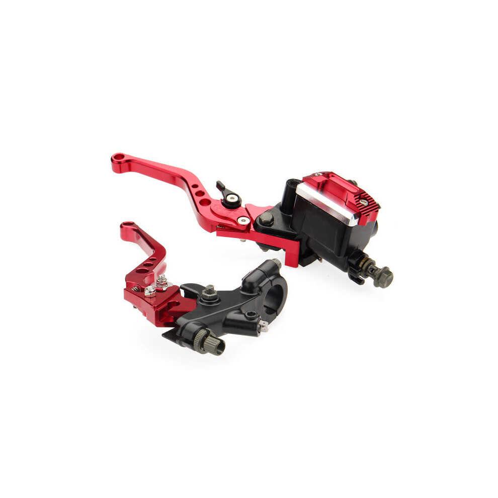 (Red) Pair 7/8 Motorcycle Brake Master Cylinder Clutch Reservoir Levers Universal