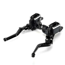 (Black) 7/8" Motorcycle Master Cylinder Hydraulic Brake Pump Clutch Handlebar Lever Reservoir Set