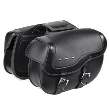Motorcycle PU Leather Luggage Saddlebags Black