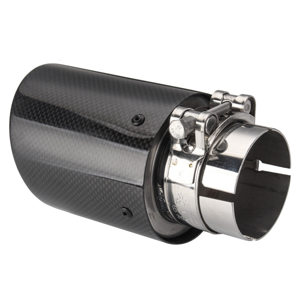 2Inch Exhaust Tip Pipe Out Muffler Tip Universal Glossy Carbon Fiber 63Mm-89Mm 9078193209556