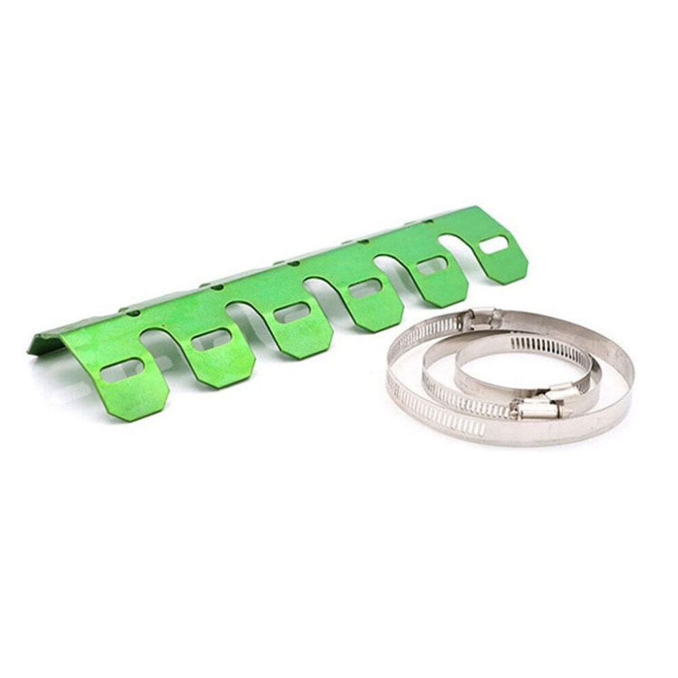 (Green) Motorcycle Exhaust Muffler Pipe Protector Heat Shield Cover Aluminum For Honda Chopper Cruiser Universal