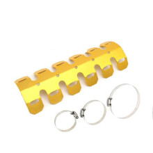 (Gold) Motorcycle Exhaust Muffler Pipe Protector Heat Shield Cover Aluminum For Honda Chopper Cruiser Universal