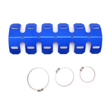 (Blue) Universal Motorcycle 2-stroke Engine Exhaust Muffler Pipe Heat Shield Cover Guard