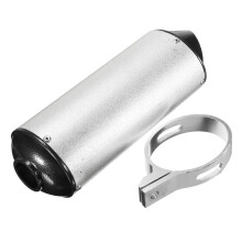 (Silver) 28mm Muffler Exhaust Pipe+Clamp For Dirt Pit Pro Quad Bike ATV 50/110/125/150cc