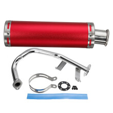 (Red) Motorcycle Racing Exhaust System Muffler Assembly Fit For GY6 50cc Scooter