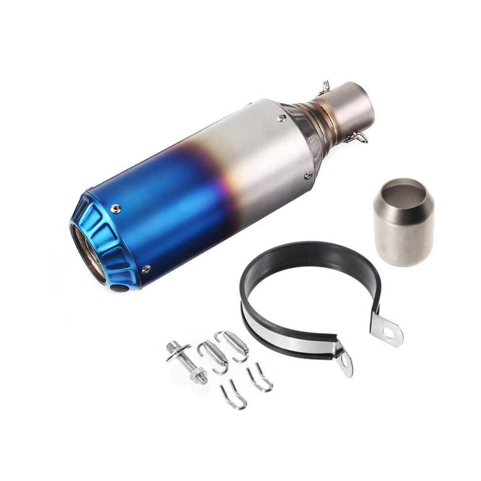 (Blue) 38-51Mm Exhaust Muffler Pipe With Silencer Universal Motorcycle Stainless Steel Blue 6093316938659