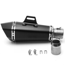 (Black) 36mm-51mm Motorcycle Aluminum Full Exhaust Muffler Pipe System Universal