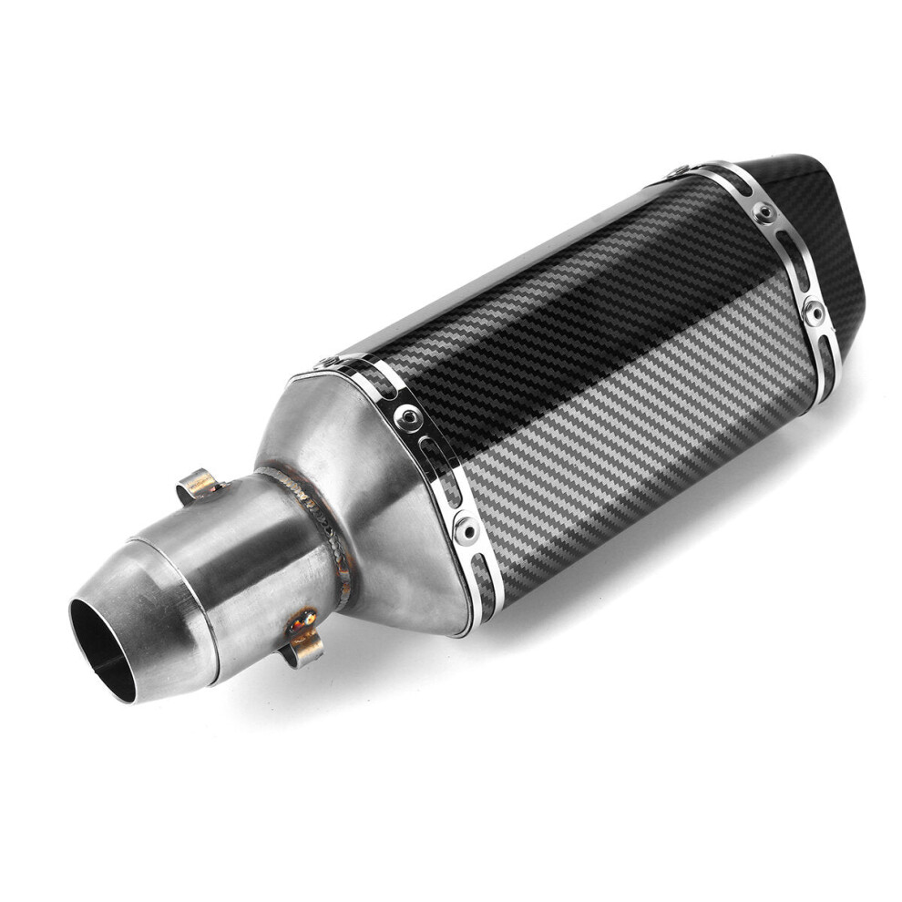 (Carbon ) 38-51Mm Motorcycle Signal Outlet Exhaust Muffler Tail Pipe Kit Universal 310Mm Black 6093316938833