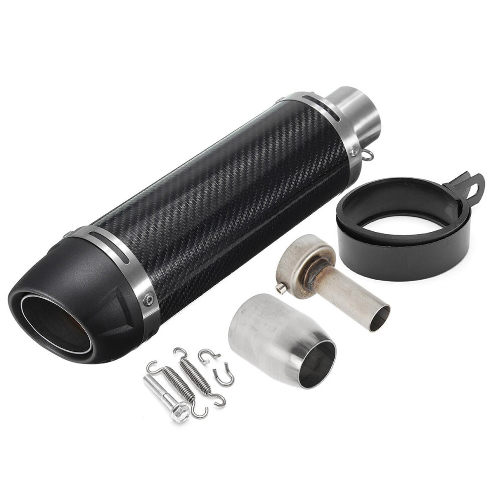 (Long) 38-51Mm Universal Motorcycle Carbon Fiber Exhaust Muffler Pipe With Silencer Long/Short Style 6093316939137