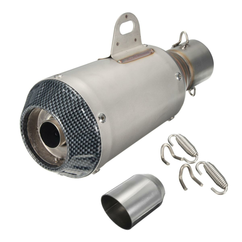 (Silver) 38-51Mm Motorcycle Gp Exhaust Muffler Pipe Silencer End Slip-On Stainless Steel Silver 6093316938789