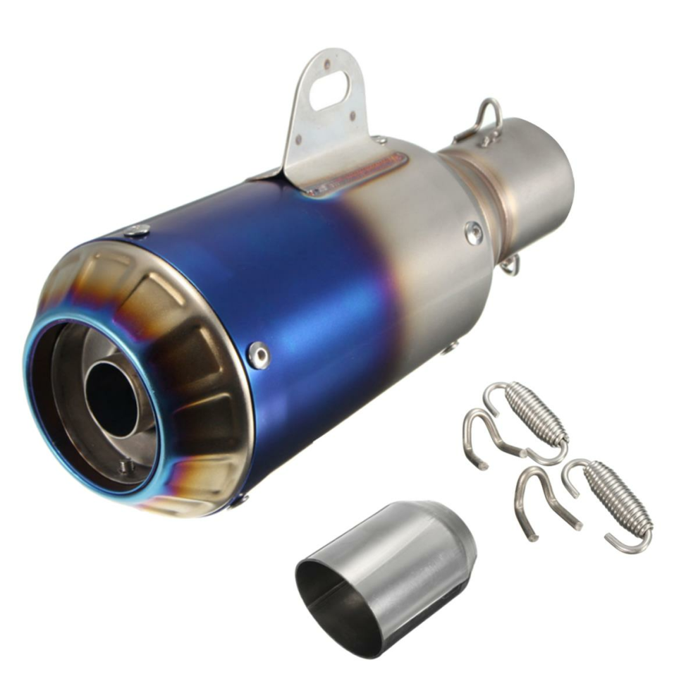 (Grilled ) 38-51Mm Motorcycle Gp Exhaust Muffler Pipe Silencer End Slip-On Stainless Steel Blue 6093316938802