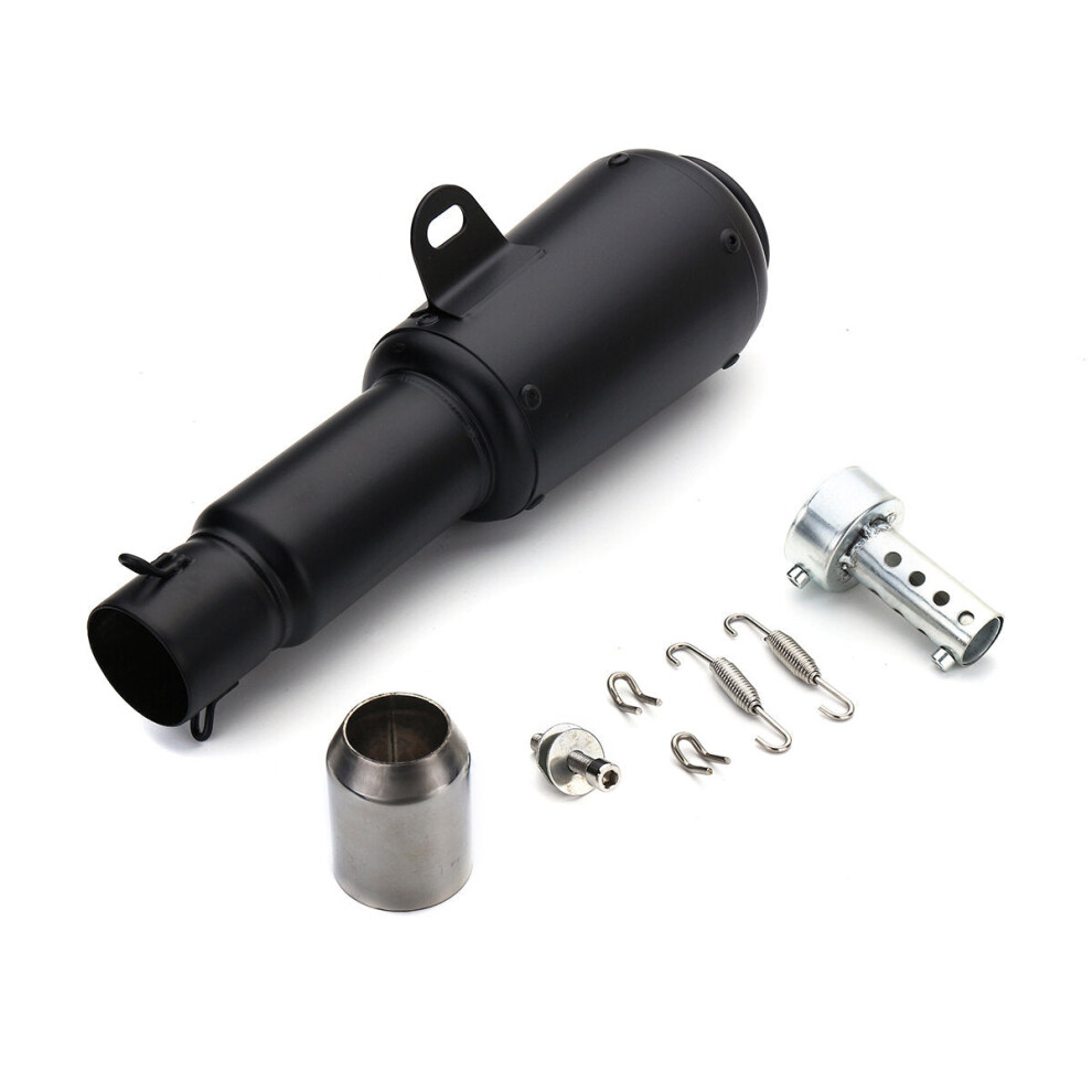 (Black) 38-51Mm Stainless Steel Universal Motorcycle Exhaust Muffler Pipe System Black 6093316939045