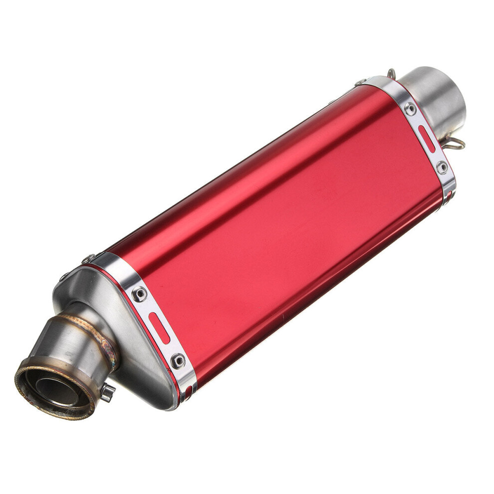 (Red 1) 38-51mm Stainless Steel Universal Motorcycle Exhaust Muffler Pipe With Silencer