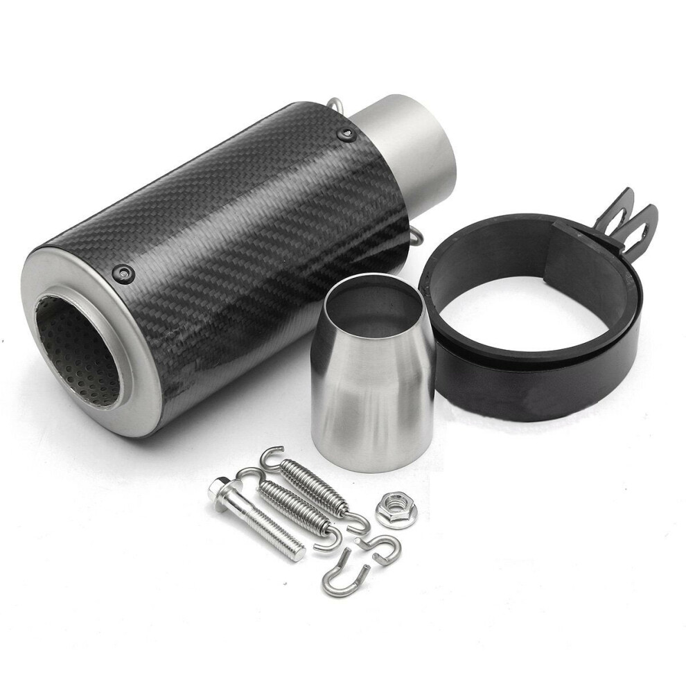 (Carbon Fiber) 38-51mm Universal Motorcycle Cylinder Exhaust Muffler Pipe Bluing/Carbon Fibre