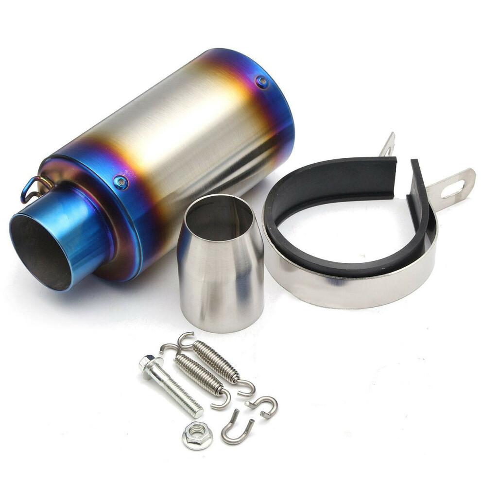 (Blue) 38-51Mm Universal Motorcycle Cylinder Exhaust Muffler Pipe Bluing/Carbon Fibre Blue 6093316939168