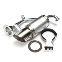 (Silver) 50mm/2in Motorcycle Exhaust System Stainless Steel Short Carbon Fiber For GY6 150cc 4 Stroke Scooter