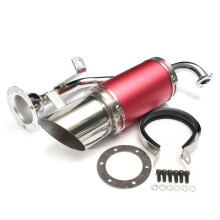 (Red) 50mm/2in Motorcycle Exhaust System Stainless Steel Short Carbon Fiber For GY6 150cc 4 Stroke Scooter