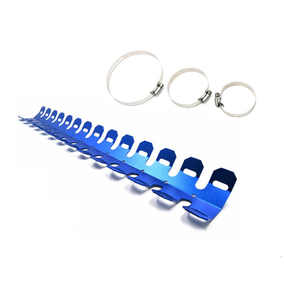 (Blue) 61cm Motorcycle Exhaust Muffler Pipe Protection Aluminum Heat Shield Cover For Honda/Yamaha Dirt Bike Accessories