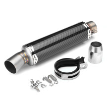 (Black) 51mm Rear Tail Motorcycle Exhaust Muffler Pipe Stainless Steel Universal
