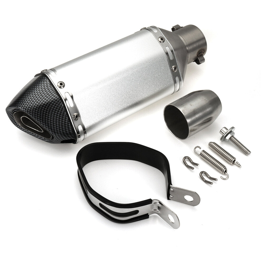 (Titanium + Carbon Fiber End) 38-51Mm Motorcycle Steel Short Exhaust Muffler Pipe With Removable Silencer Universal 6093316938864