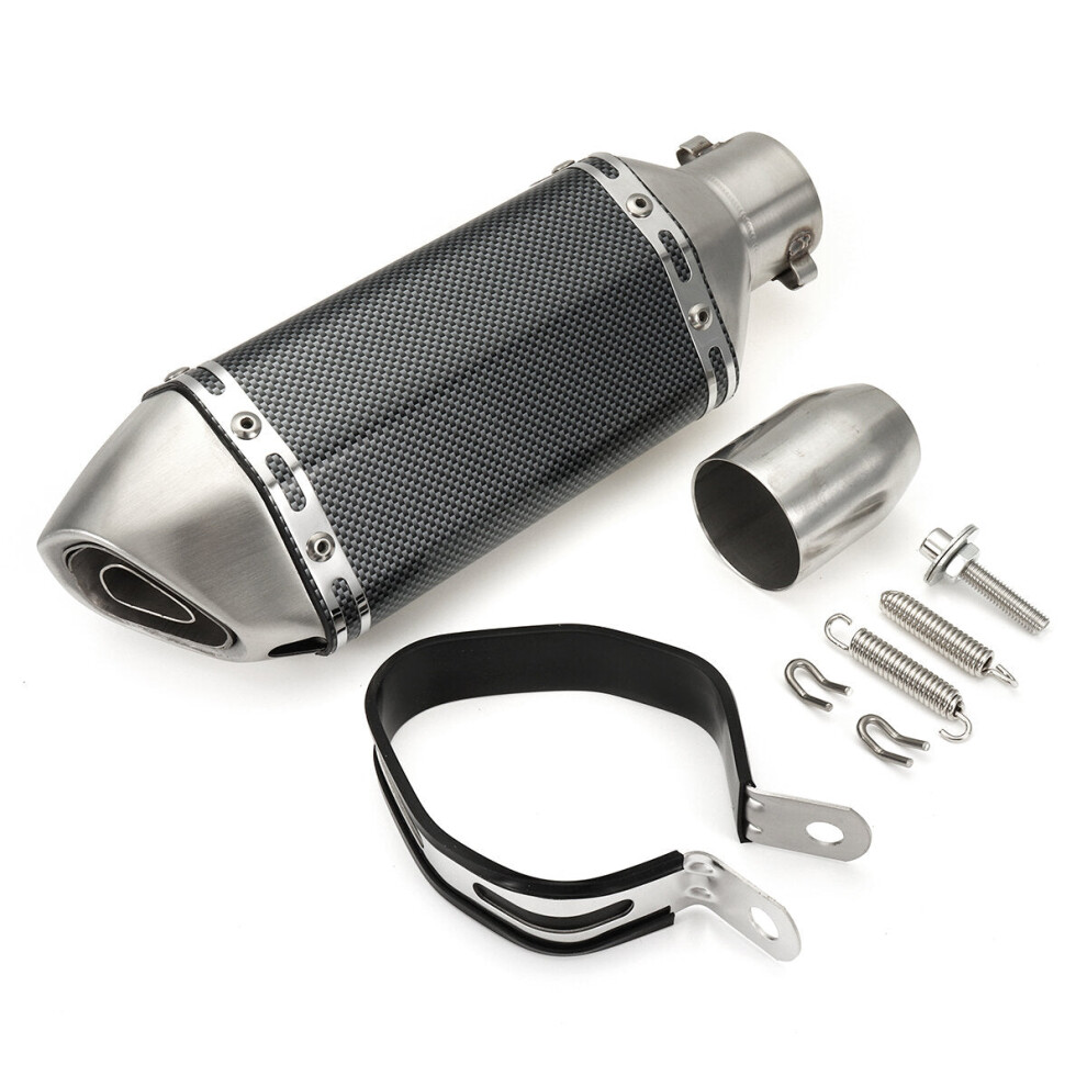(Carbon + Stainless Steel) 38-51Mm Motorcycle Steel Short Exhaust Muffler Pipe With Removable Silencer Universal 6093316938840