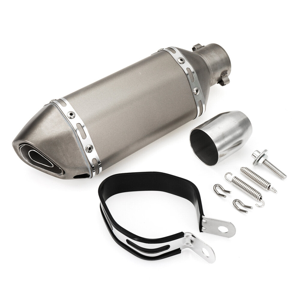 (All Titanium) 38-51Mm Motorcycle Steel Short Exhaust Muffler Pipe With Removable Silencer Universal 6093316938871