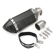 (All carbon fiber) 38-51mm Motorcycle Steel Short Exhaust Muffler Pipe With Removable Silencer Universal