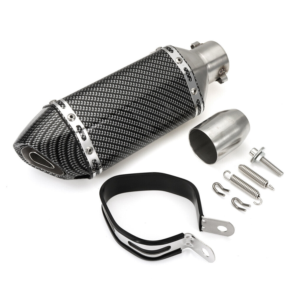 (All Carbon fiber) 38-51mm Motorcycle Steel Short Exhaust Muffler Pipe With Removable Silencer Universal