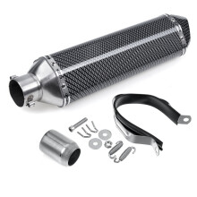 (black Coarse white streak) 38-51mm Universal Motorcycle Signal Outlet Exhaust Muffler Tail Pipe Kit